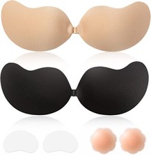 Sticky Bra Backless Adhesive Strapless Invisible Push Up Stick on Bras Size:B