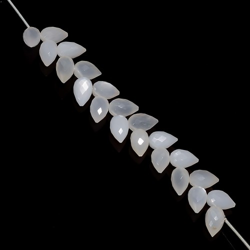 White Moonstone Gemstone Teardrop Faceted Beads 8X6 10X6 mm Strand 18-22 Pcs - Picture 3 of 4
