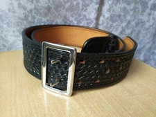 RARE Vintage police Military Leather USA Dutyman 1021U 44 Black Belt