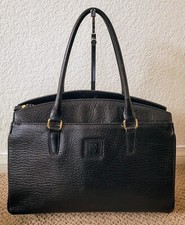 Auth Nina Ricci Vintage Double Handle Leather Handbag Preowned Medium Black