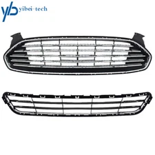 Upper&Lower Front Radiator Grille Grill Kit For 2013 14-2016 Ford Fusion Mondeo