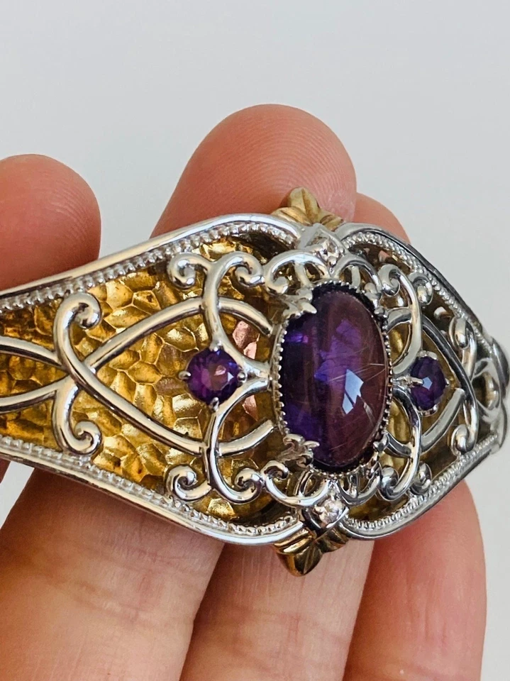 Michael Valitutti NH sterling silver 18k gold vermeil amethyst rutile bracelet - Imagem 2 de 4