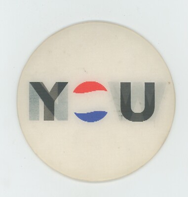 PEPSI COLA Pepsi Now / Pepsi You 1970's VARI-VUE Large 3 3/4'' inches Lenticular
