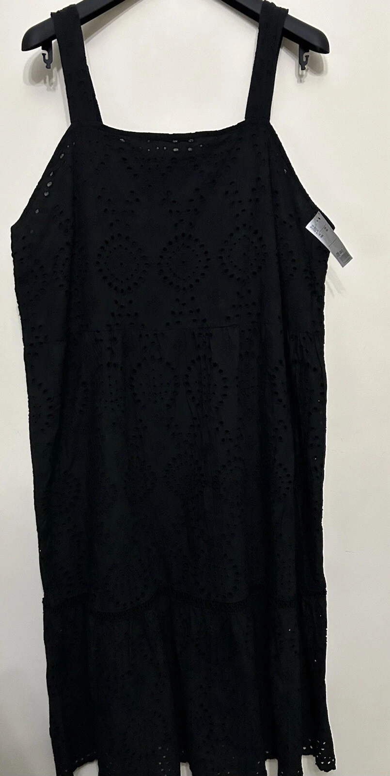 VALENTINO Abito Valentina Naldi 100%Cotone Ricamato Occhielli Nero Taglia XXXL Mad in Italy