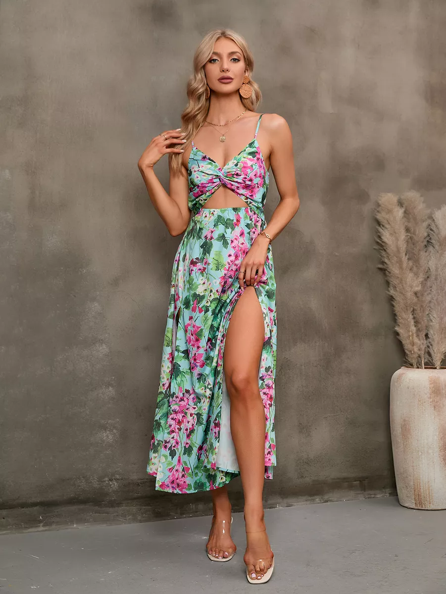 Sexy Dress Casual Women Boho Vintage Sleeveless Floral Female