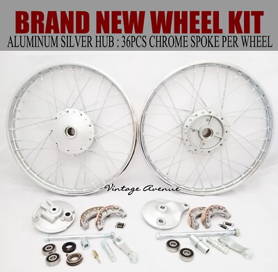 HONDA C50 C65 C70 FRONT-REAR WHEEL RIM BRAKE HUB SPOKE KIT [F6S+R4S]