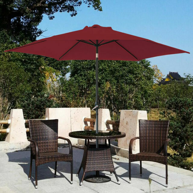 2 5m Round Garden Parasol Patio Outdoor Sun Shade Umbrella Crank Tilt Wine Red For Sale Online Ebay
