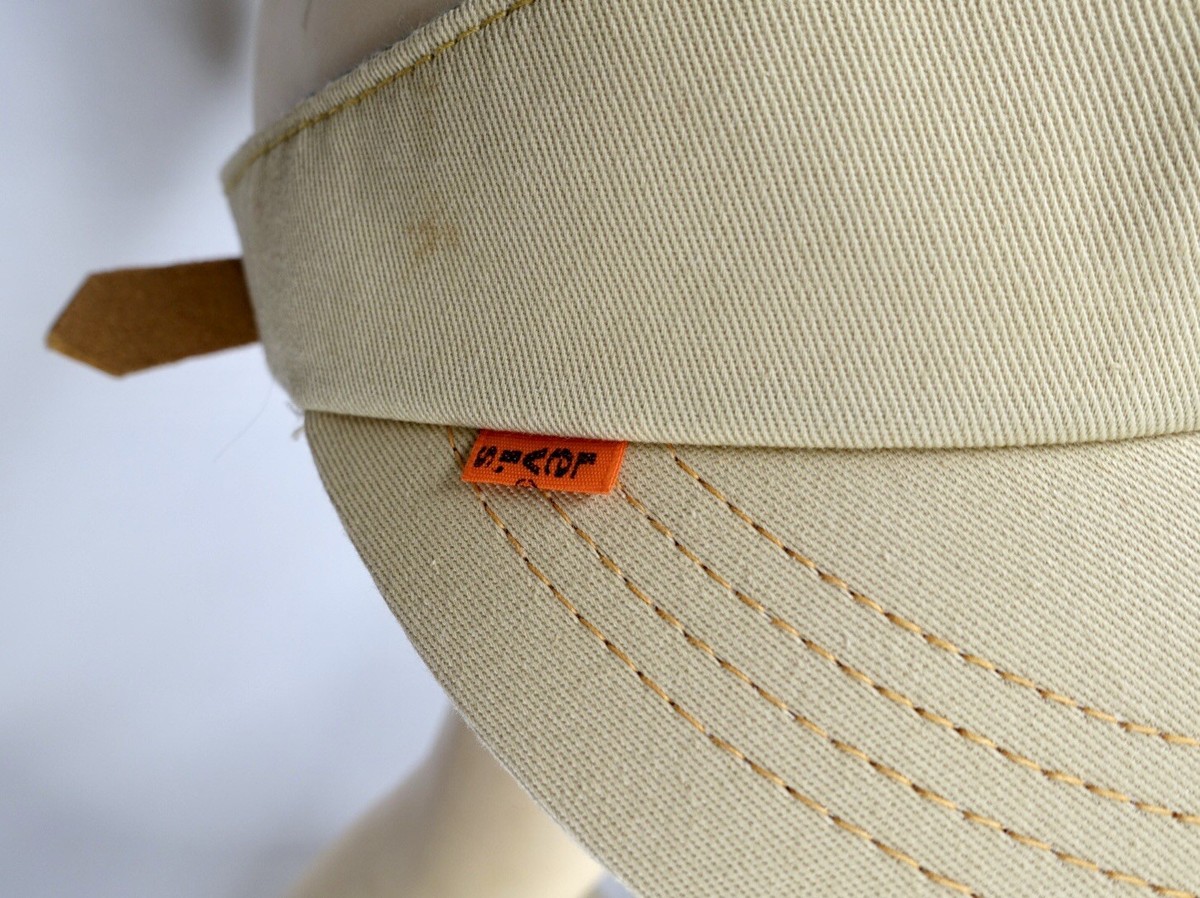 Vintage Levis Orange Tab Khaki Visor Leather Badge 70s Fits 