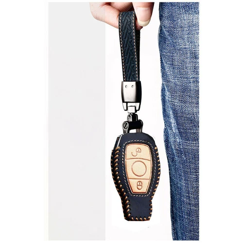 For Mercedes Benz 2 3 Button Leather Smart Key Fob Shell Bag Case Cover Holder - Bild 7 von 30