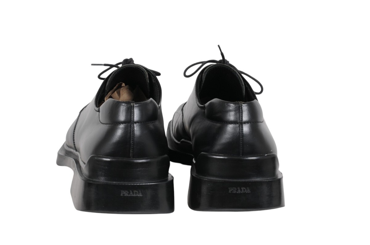 靴 1999ss PRADA square toe leather Loafer Prada Mens AW99 Vtg Square Toe Loafers US 9 UK 8 Black