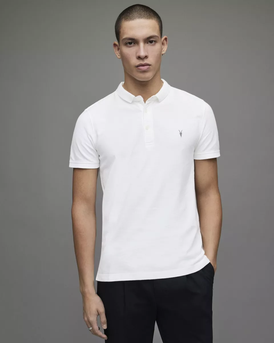 All Saints Mens Reform Polo Shirt T Shirt Designer Pique Short Sleeve Polo Tee