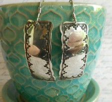Kathy Lee Thomas KLT Sterling Silver Pressed Design Dangle Earrings   E32-K1