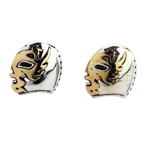 Sterling Silver Lucha Libre Mask Stud Earrings - Picture 2 of 8