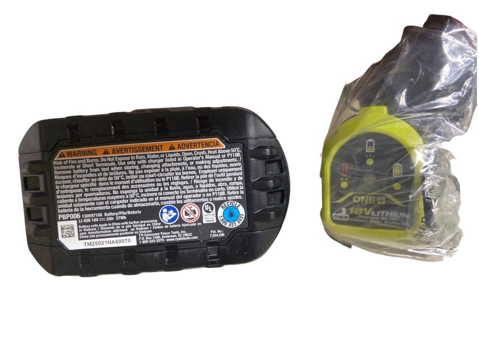 RYOBI PBP006 ONE+ 18V 2.0 Ah Battery (2025 Manufacturer Date) With P119 ...