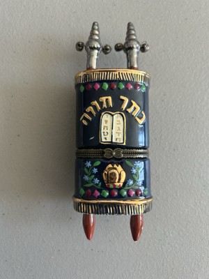 Jacob Rosenthal Judaica Collection Ceramic Mezuzah Hinged Trinket Box