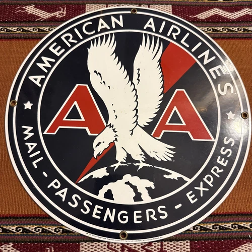 Vintage Style American  AirLines Aviation  Metal Heavy  11.25 by 11.25”