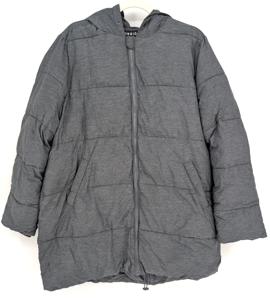 Abrigo acolchado con capucha Torrid Longline gris tinte espacial ligero talla 00 Foto 2 de 4