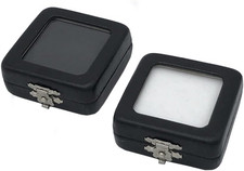 2Pcs Black PU Leather Gemstone Display Box Loose Diamond Jewelry Box Show Case S