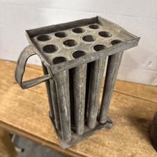 Antique 1800’s Tin Round Taper Candle Mold with 12 Tubes
