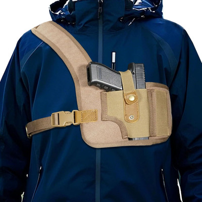 Adjustable Canvas & Leather Chest Holster for Men & Women - Right Handed