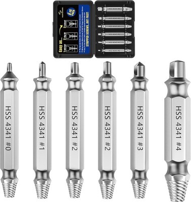 Nuovoware Damaged Screw Extractor Set 6 PCS Silver