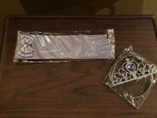 Girls Princess Tiara Headband Gloves Set 2-Piece Purple/Silver Metal Bow