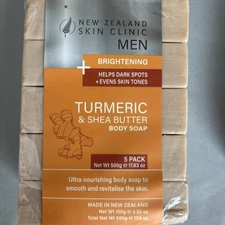 New Zealand Skin Clinic Men's Soap 5 Bars - Turmeric & Shea Butter Bar Soap