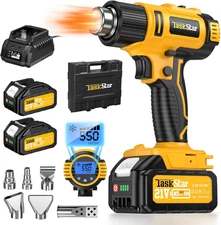 Heat Gun with Two 4.0Ah Battery,21V Cordless Heat Gun 122℉-1022℉ Fast Heating So