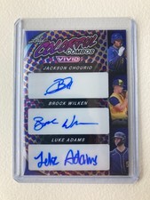 Jackson Chourio Brock Wilken Luke Adams 2023 Leaf Vivid Signed Auto /7 Brewers