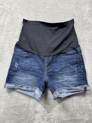 Just Black Maternity Denim Shorts Size 29 Distressed Roll Cuff USA Made