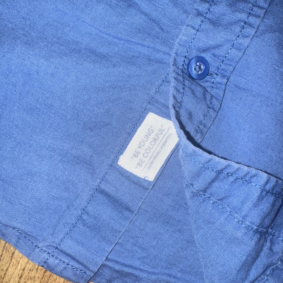 Рубашка с длинным рукавом на пуговицах United Colors of Benetton синяя XL 22x29 повседневная подготовка - Изображение 4 из 4