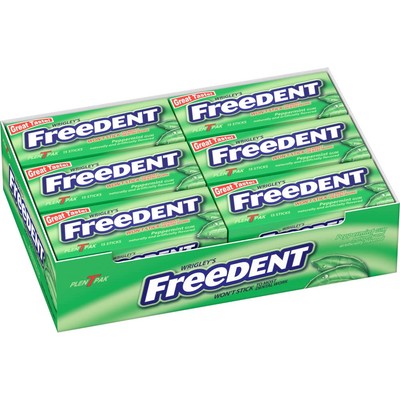 FREEDENT Peppermint Chewing Gum, 15 Stick (Pack of 12) 