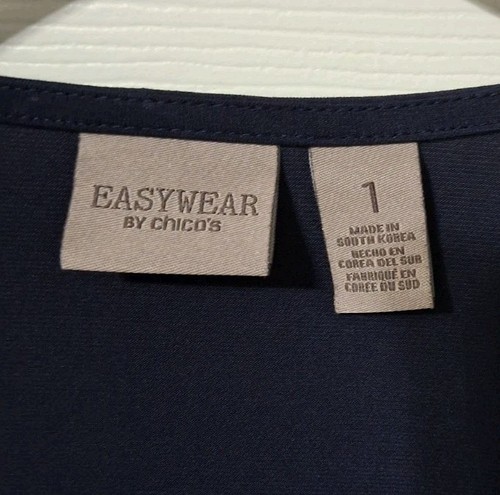 Easywear by Chico's | Women's Open Front 3/4 Sleeve Cardigan Blue | Size 1 - Picture 3 of 4