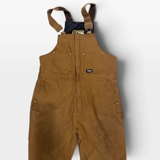 Walls Insulated Bib Overalls Mens Large Duck Canvas Quilted Lined Brown