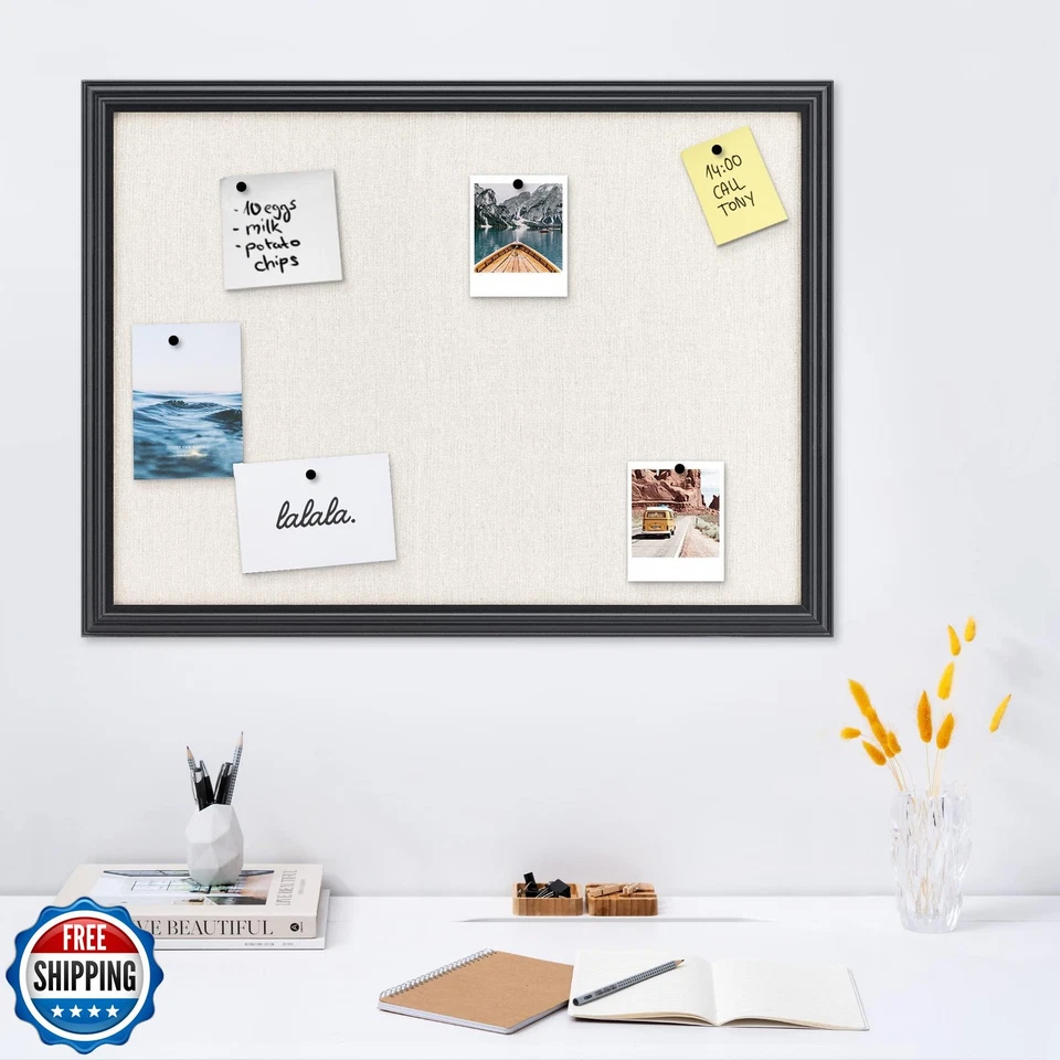 Navaris Framed Linen Bulletin Board - 17 x 23 inches Fabric Jewelry Organizer - Image 2 of 4