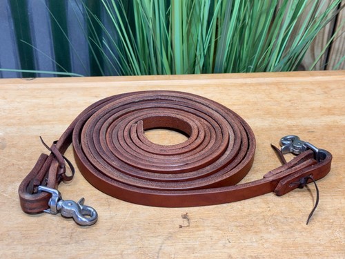 Snap On Thick Western Split Reins ~ 5/8" x 7'6" ~ Medium Oil