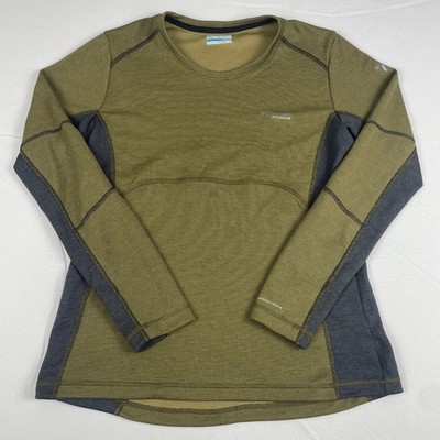 Columbia Titanium Omni-Wick Base Layer Top Womens Large Green Wool Blend AK1348