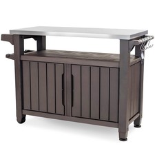 Keter Unity XL Outdoor Kitchen Rolling Bar Cart with Storage Cabinet For Parts