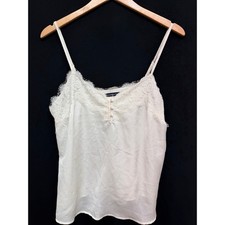 Abercrombie  Fitch Women's Ivory Lace Trim Satin Camisole Top Size Medium