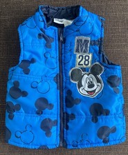 Disney Mickey Mouse Blue Puffer Vest Sleeveless Full Zip 24M Unisex