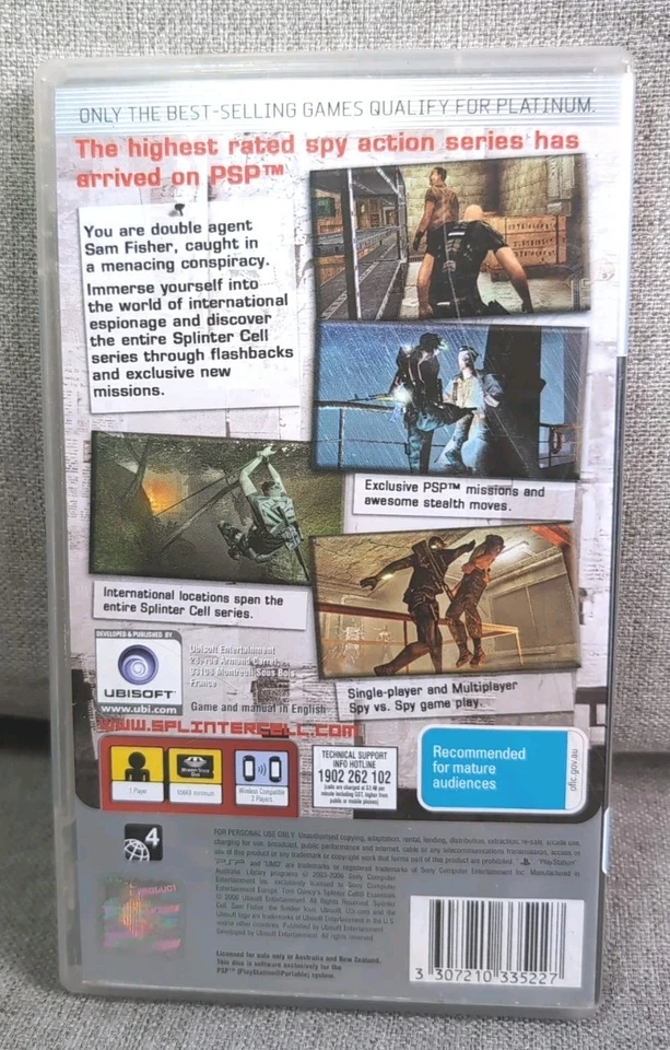 PSP Tom Clancy's Splinter Cell: Essentials + Manual Sony PSP Tested & Working - Image 2 of 3