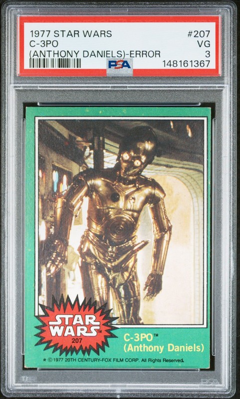 1977 Topps Star Wars #207 C3PO Anthony Daniels Error PSA 3 INVEST GOLDEN ROD