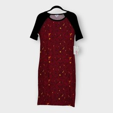 LuLaRoe Julia Bodycon Dress Women’s S Red/Black Floral NWT Short Sleeve