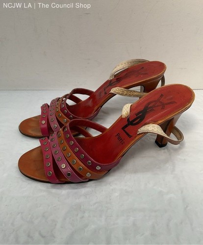 Women's YSL Yves Saint Lauren Brown Slingback Heels Size 7 - Picture 2 of 8