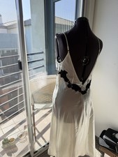 Vintage Natori Women's Nightgown, Private Luxuries White And black Lace Size M