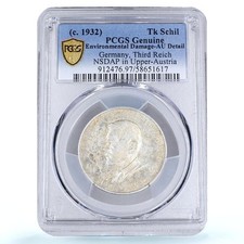 Germania Terzo Reich Hitler NSDAP Alta Austria originale PCGS gettone alluminio 1932
