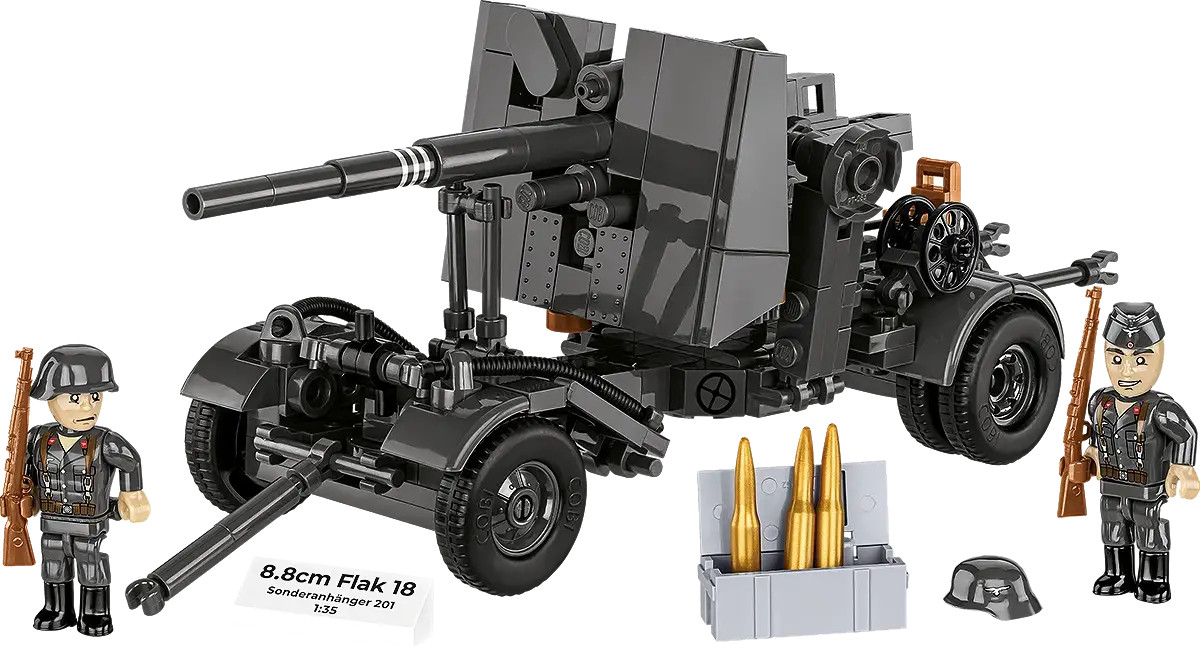 COBI-3140 WWII 8.8 cm Flak 18 Cannon With Carriage Building Brick Model 360pcs