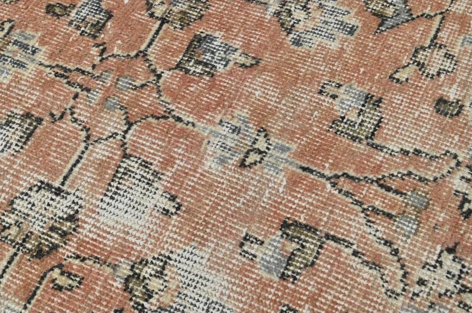 Vintage Turkish Runner Rug 3x11ft ORANGE Handmade Anatolian Oushak Hallway Wool - Image 4 of 4