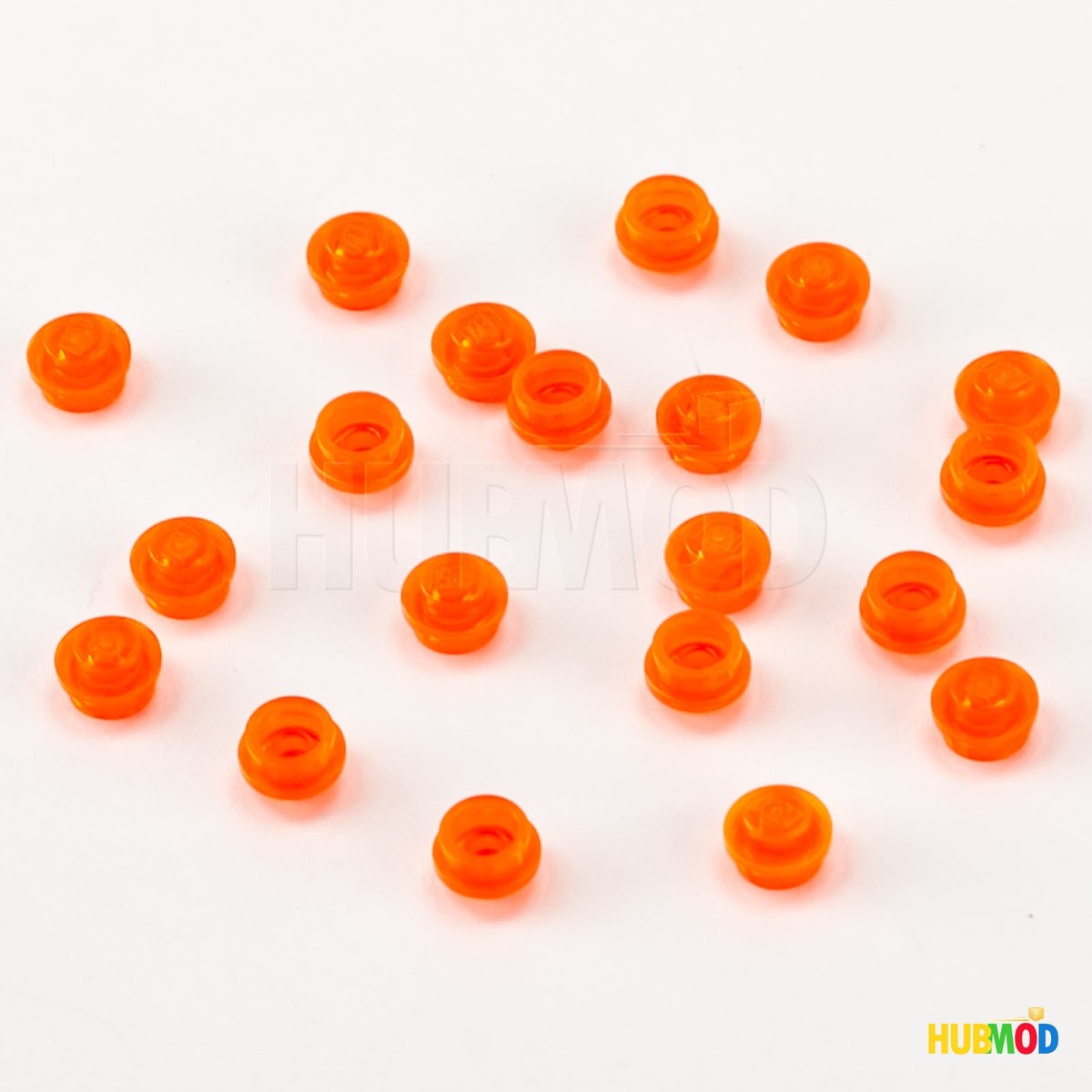 Lot of 20 LEGO Trans Neon Orange 1x1 4073 Plates Round Mosaic Dots