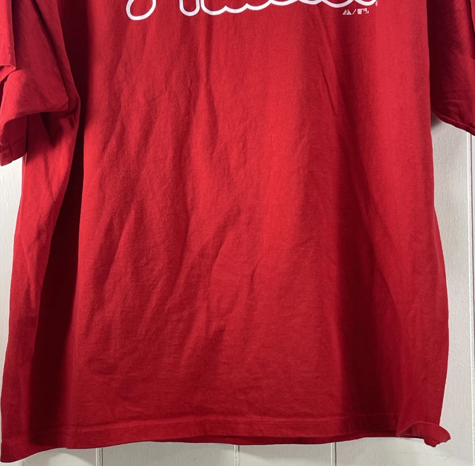 Vintage Ryan Howard Phillies Jersey Majestic Jersey Men XL Red Batting Practice - Image 3 of 4